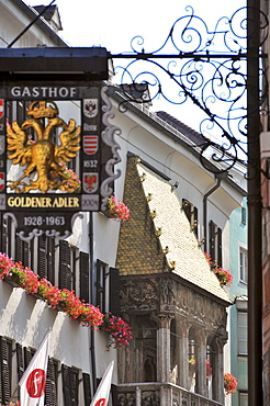 Goldener Adler hotel with golden Dacherl, old town of Innsbruck, Tyrol, Austria, Europe