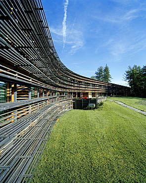 Hotel exterior view, Vigilius Mountain Resort, Vigiljoch, Lana, Trentino-Alto Adige/Suedtirol, Italy