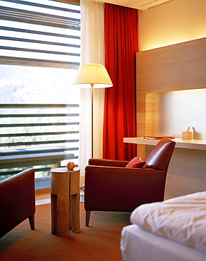 Hotel room, Vigilius Mountain Resort, Vigiljoch, Lana, Trentino-Alto Adige/Suedtirol, Italy