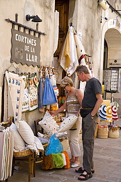 Shopping in Old Town, Alcudia, Mallorca, Balearic Islands, Spain