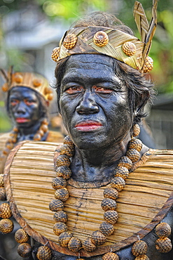 Man painted black at Ati Atihan festival, Kalibo, Aklan, Panay Island, Visayas, Philippines