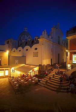 People on the main square in the evening, Piazetta Umberto I, Capri, Campania, Italy