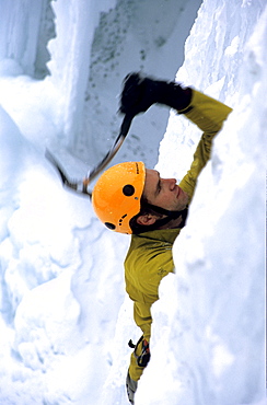 Roger Strong ice climbing, Pilsner, Mixed Climbing, Golden Area, Banff National Park, Alberta, Canada