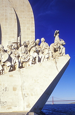 Padrao dos Descobrimentos, Monument to the Discoveries under blue sky, Belem, Lisbon, Portugal, Europe