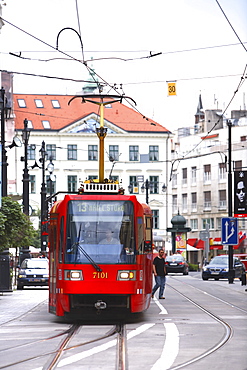 Tram on MostovâˆšÃ‰Â¬Â° Street, Bratislava, Slovakia