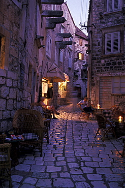 Pavement cafe, Hvar, Hvar island, Dalmatia, Croatia