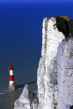 Cliff and lighthouse of Beachy Head, Eastbourne, Sussex, England, Great Britain, Europe