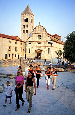 People in front of the Church of Our Lady, Zadar, Dalmatia, Croatia, Europe