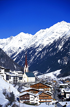 Ski resort Hochsoelden, Winter mountain landscape, Oetztal, Tyrol, Austria