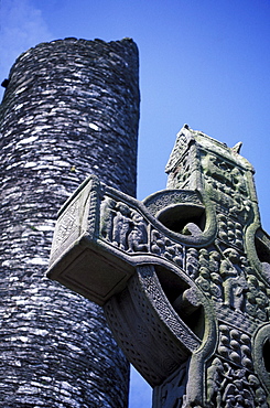 Celtic cross at the historic ruins of Mainistir Bhuithe, Monasterboice, Louth, Ireland