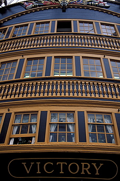 Detail of the ship HMS Victory at navy museum, Portsmouth, Marine Museum, Hampshire England, Great Britain, Europe