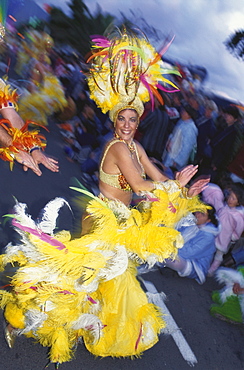 Dancer, Carneval's procession, Santa Cruz de Tenerife, Tenerife, Canary Islands, Spain