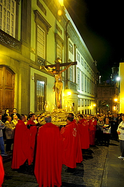 Praying at the Easter Prozession, Semana Santa, Las Palmas, Gran Canaria, Canary Islands, Spain