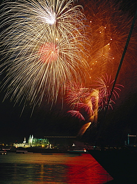 Fireworks, La Seu Cathedrale, Palma de Mallorca, Majorca, Spain