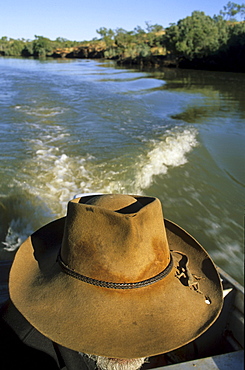 hat of river guide, Nicholson River, Queensland, Australia