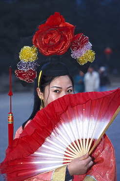 Chinese woman in traditional clothes, Peking, China, Asia