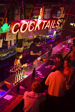 Bar at nightclub Flex, Vienna, Austria