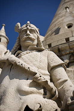 Figure at Fishermen's Bastion at Castle Hill, Figure at Fishermen's Bastion at Castle Hill, Buda, Budapest, Hungary