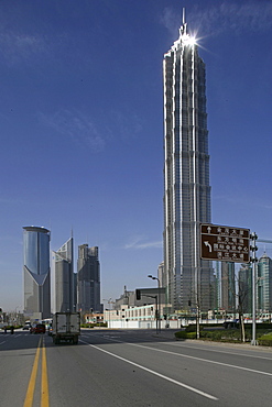 Jinmao Tower, Pudong, Center of Pudong, Lujiazui, Jin Mao Tower, 421 meter high, steel and aluminium fassade, 53rd to 87th floor, 53.-87, Grand Hyatt Hotel, Jin Mao