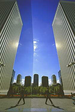 Plaza de Picasso and skyscraper Torre de Picasso with reflexion, Madrid, Spain81