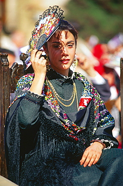 Dama de Honor, Safranrose festival, Consuegra, Province Toledo, Castilla-La Mancha, Spain