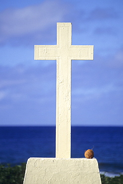 Graveyard Cross and Coconut, Avarua, Rarotonga, Cook Islands