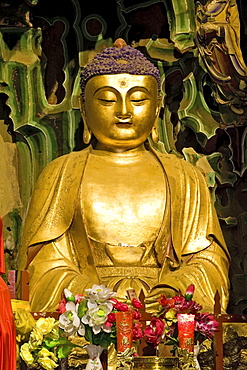 Buddha statue in Manjushri Temple, 500 Arhats, Mount Wutai, Wutai Shan, Five Terrace Mountain, Buddhist Centre, town of Taihuai, Shanxi province, China