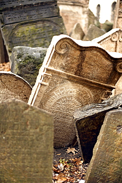 Gravestones in an old Jewish Cemetery, Josefov, Prague, Czech Republic