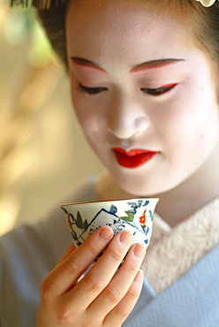 Close-up of a Geisha in Training, Maiko Masayo, Kyoto, Japan