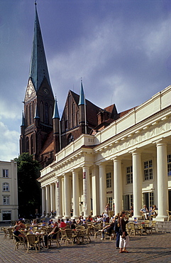 Schwerin market square with cathedral, Mecklenburg-Pomerania, Germany, Europe