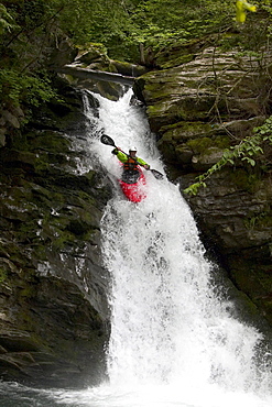 Man, Kajaker, Creek, Wildwater, Waterfall, Interlaken, Grisons, Switzerland