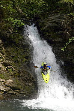 Man, Kajaker, Creek, Wildwater, Waterfall, Interlaken, Grisons, Switzerland