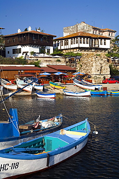 Boats at harbour, Nesebar, Black Sea, Bulgaria, Europe