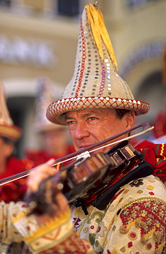 traditional costumes, Flinserl, carneval of Aussee, Bad Aussee, Salzkammergut, Styria, Austria