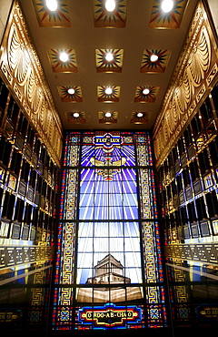 Stained glass window in Scottish Rite Temple, Washington DC, United States, USA