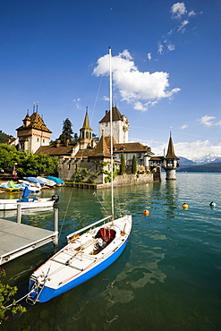 Castle Oberhofen at Lake Thun, Oberhofen, Bernese Oberland (highlands), Canton of Bern, Switzerland