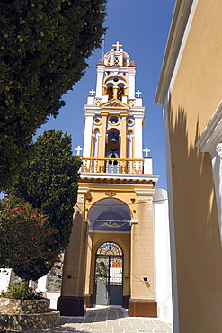 Bell tower of the monastery Moni Evangelismos, Simi, Symi Island, Greece