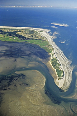 aerial photo of Amrum, one of the North Frisian Islands on the German coast of the North Sea in the Federal State of Schleswig-Holstein