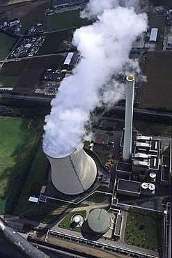 aerial photo of coal fired power plant, at Lahde, North Rhine-Westphalia, Germany