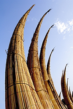 Caballitos de totora, reedboats in Huanchaco, Peru, South America