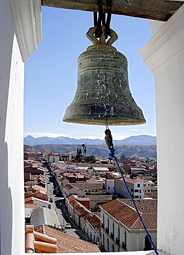 View from the steeple of San Francisco church down to Sucre, Bolivia, South America