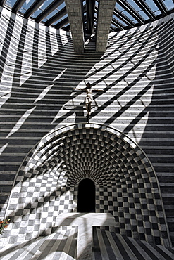 Switzerland Ticino Mogno village church designed by Mario Botta