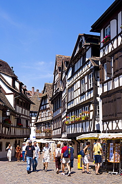 Haoef-timbered houses in the old part of the town, Petite France, Strasbourg, Alsace, France