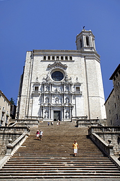 GironaÂ¥s Cathedral, Girona, Catalonia, Spain