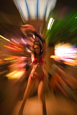 Table dancer in MegArena Partykeller, Mega Park Disco and Club, El Arenal, Playa de Palma, Mallorca, Balearic Islands, Spain