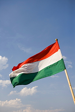 Hungarian Flag on Chain Bridge, Budapest, Hungary