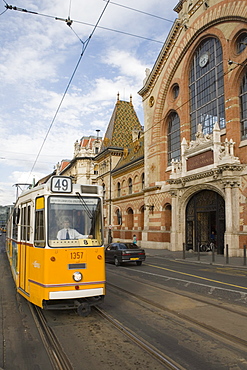 Budapest Tram and Central Market Hall, Pest, Budapest, Hungary