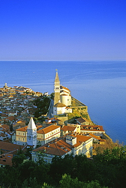 View to the Old Town of Piran, Adriatic Sea, Istria, Slovenia