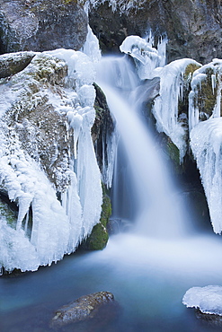 View of Mira Falls in winter, Lower Austria, Austria, Europe