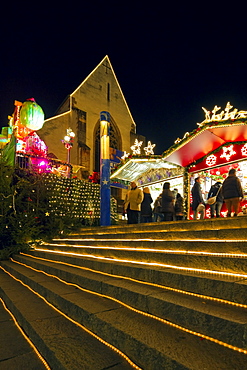 Christmas market with Christmas decorations, Basel, Switzerland